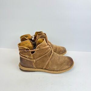 Born Tarkiln Leather Wrap Ankle Boots Women’s US 10 Euro 42 Brown Suede